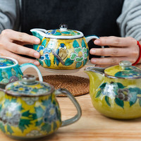美浓烧(Mino Yaki)九谷烧日式陶瓷手绘小茶壶泡茶壶轻奢花茶壶茶具单壶日本 吉田屋红椿 360ml