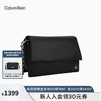 Calvin Klein女包24春夏金属字母翻盖链条斜挎小方包枕头包新年DH3571 001-太空黑 OS