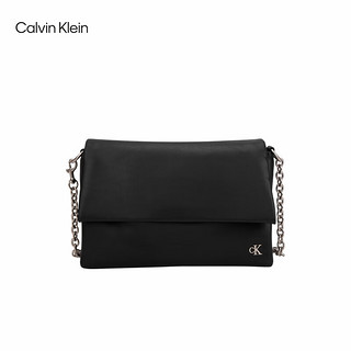 Calvin Klein女包24春夏金属字母翻盖链条斜挎小方包枕头包新年DH3571 001-太空黑 OS