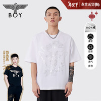 BOY LONDON【龙腾盛世】潮牌T恤24新春款烫金龙纹高端时尚短袖N01060 白色 S