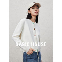 Basic House/百家好新年红色穿搭百搭时尚气质宽松毛衣针织开衫女冬季 白色 L125-140