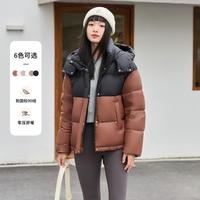 【美拉德穿搭】轻暖羽绒服女短款面包服拼接宽松小个子外套