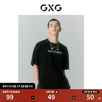 GXG 男装 2022年夏季迷幻渐变系列圆领短袖T恤 黑色 170/M