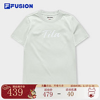 FILA FUSION斐乐潮牌女子针织短袖衫2024春季时尚凉感防晒T恤 茶摩绿-LG 155/76A/XS