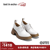 lost in echo哈妮克孜同款2023Aki系列设计师品牌粗跟系带厚底德比鞋四季单鞋 白色 37