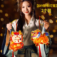 缔羽 新年2024灯笼儿童手工制作diy材料包春节手提发光龙年2件套 春节灯笼（2个装）