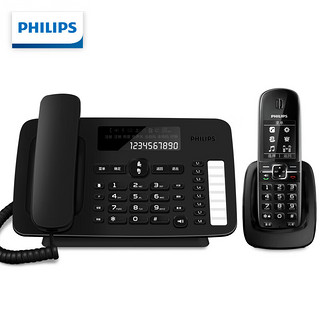 飞利浦（PHILIPS）数字无绳电话机无线座机子母机内线通话固定电话 DCTG496一拖一黑色 DCTG496黑色