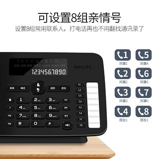 PHILIPS 飞利浦 数字无绳电话机无线座机子母机内线通话固定电话 DCTG496一拖一黑色 DCTG496黑色
