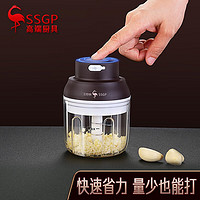 SSGP 三四钢 电动打蒜器蒜泥捣碎器蒜泥神器捣蒜器家用小型拉蒜搅蒜器 电动料理器：250ml