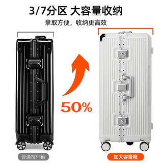 pepsi 百事 行李箱男超大容量铝框拉杆箱女28英寸加厚旅行箱可抑菌密码皮箱 白色