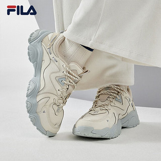 FILA 斐乐 猫爪鞋4代女鞋老爹鞋2023女子复古休闲鞋运动鞋 白芦笋/乳白色-WO 37.5码