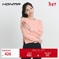 HONMA【都市机能】乔欣同款高尔夫服饰女士圆领卫衣套头运动上衣 珊瑚粉 S