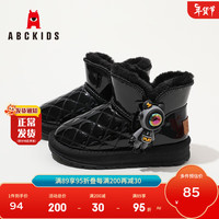 ABC KIDS儿童雪地靴冬季加厚宝宝棉鞋软底女童加绒保暖童棉靴 黑色 34码 内长约21.7cm