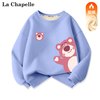 LA CHAPELLE MINI拉夏贝尔女童加绒卫衣冬季洋气加厚衣秋冬一体绒小童宝宝儿童冬装 【加绒卫衣】草莓熊蓝色 120