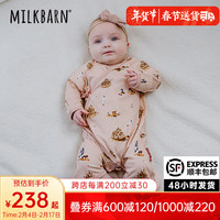 Milkbarn2024婴儿连体服男女宝宝春秋哈衣爬服新生儿纯棉衣服 飞鸟与城堡（连体服） 59cm(0-3m)