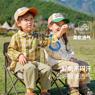DUDUJIA嘟嘟家【24早春】宝宝衬衫春秋儿童衬衣春季洋气男童长袖上衣女 米白满印 80