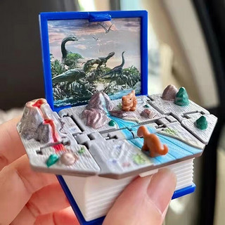 好沐音（haomuyin）3D立体折叠弹爆书恐龙迷你小书世界创意儿童玩具挂件钥匙扣 恐龙蓝