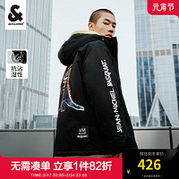 杰克琼斯 杰克·琼斯（JACK&JONES;）春季新款BSQ男装款夹克外套款涂鸦连帽棉服休闲夹克男士 黑色-E40  175/96A/M