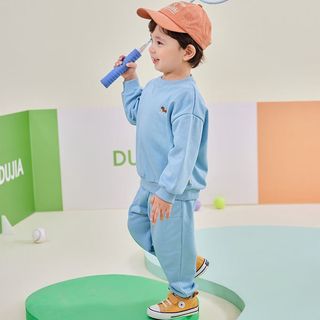 DUDUJIA嘟嘟家宝宝卫衣套装春秋男童两件套春季女童童装儿童春装衣服 花灰色 73