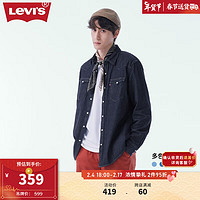Levi's 李维斯 秋冬牛仔长袖衬衫蓝色时尚休闲 复古深蓝色 S