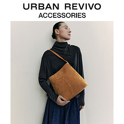 URBAN REVIVO 2024春季新款女士复古磨砂麂皮绒单肩包UAWB40030