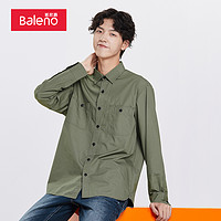 Baleno 班尼路 日系少年感衬衫男长袖双口袋工装风纯色衬衣