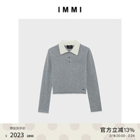 IMMILOGO提花圆领毛衣针织上衣132KN121Y 花灰 0