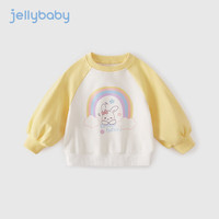 JELLYBABY女童卫衣春秋中小童撞色上衣小女孩时髦春季衣服圆领儿童新款春装