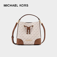 MICHAEL KORS 迈克·科尔斯 迈克.科尔斯（MICHAEL KORS）MK女包Mercer系列老花水桶单肩包 白棕色 35F2GM9M1B VANILLA