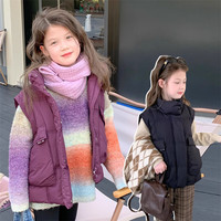 布丁哈鲁童装冬装女童秋冬季羽绒服2023款儿童外穿马甲宝宝背心 黑色 120