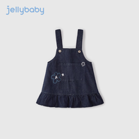 JELLYBABY 女童春款连衣裙小宝宝洋气裙子春装幼童背心裙儿童春秋牛仔裙 牛仔蓝 90CM