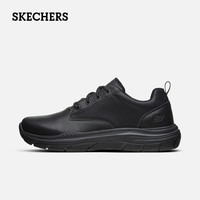 SKECHERS 斯凯奇 男士商务休闲鞋时尚正装皮鞋舒适耐磨低帮鞋 BLK黑色 42.