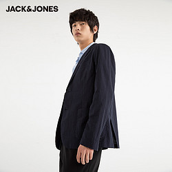 JACK&JONES 杰克琼斯 男士修身条纹长袖西服休闲外套