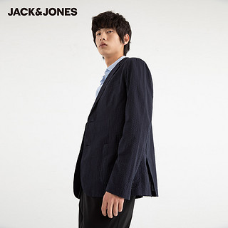 杰克琼斯 男士修身条纹长袖西服休闲外套