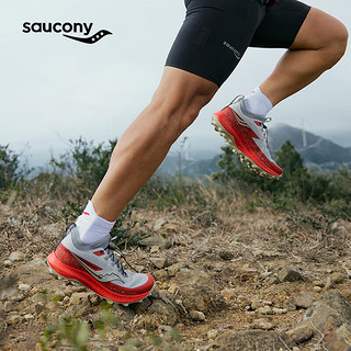 saucony 索康尼 游隼13 ST减震户外耐磨越野跑鞋男跑山运动鞋灰红42.5