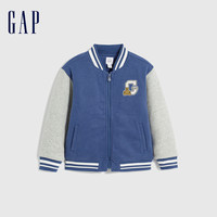 Gap男幼冬季LOGO撞色棒球领夹克儿童装保暖廓形外套889262