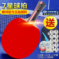 银河(YINHE) 银河乒乓球拍单拍进攻型7星1只专业级兵乓球拍 横拍直拍 成品球拍 双反胶 7星直拍(短柄)+1个拍套+10个球+2个护膜+1