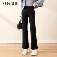 ESE·Y 逸阳 微喇裤女高腰秋季高腰弹力修身长裤黑色喇叭西装休闲裤
