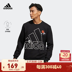 adidas 阿迪达斯 官方轻运动男女休闲针织圆领长袖卫衣套头衫HP1431 黑色/白 A/M