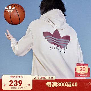 adidas 阿迪达斯 官方三叶草男装舒适毛圈布运动连帽卫衣套头衫 奇妙白 A/M