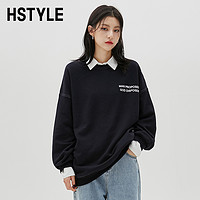 HSTYLE 韩都衣舍 印花圆领卫衣2023秋季新款女装超酷字母设计上衣DX05001