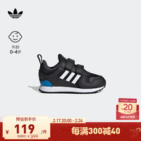 adidas阿迪达斯三叶草ZX男婴童魔术贴经典运动鞋 黑/白/蓝 19(105mm)
