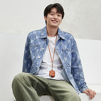 gxgjeans秋季满印翻领牛仔夹克男式夹克外套男