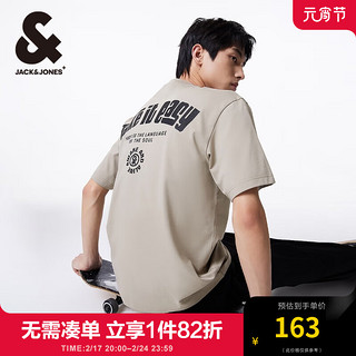 杰克·琼斯（JACK&JONES）男装春夏短袖潮流宽松字母印花纯棉短袖T恤男224101099 C02 伦雾灰 常规 C02 伦雾灰 180/100A/L