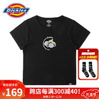 dickies24春夏前胸印花短款休闲圆领短袖T恤 DK013097 沥青黑 XS