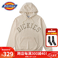 dickies24春夏字母logo贴布绣美式连帽毛圈布卫衣DK013104 浅沙灰 XL