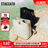 STACCATO 思加图 2024春季通勤水桶包手拎包单肩斜挎包时尚背提包X3169AX4 钢琴黑 F