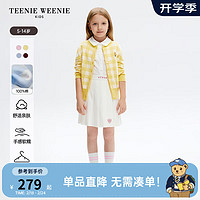 Teenie Weenie Kids小熊童装24春夏女童花边圆领格纹毛衣开衫 黄色 120cm