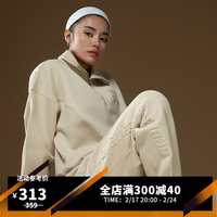 Monster Guardians运动套装女 立领百搭宽松半拉链休闲卫衣套装 浅卡其卫裤 L