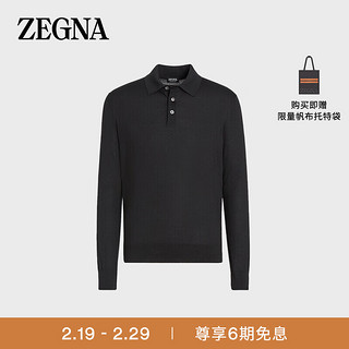 杰尼亚（Zegna）【新年】经典款 男士黑色Cashseta Light Polo衫E8J00-132-K09